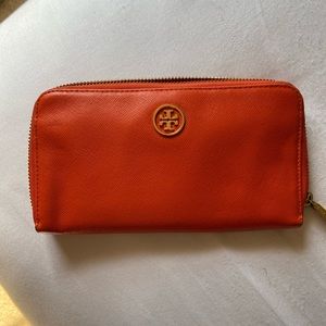 Tory Burch Orange Wallet Used